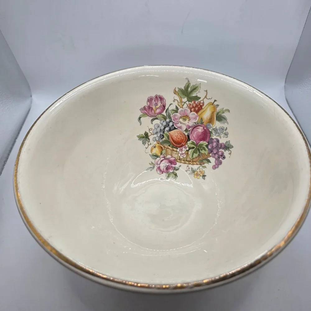 Vintage Bakerite Fruit Basket Serving Bowls Lot of 2 22K Gold Rim USA 1940s
